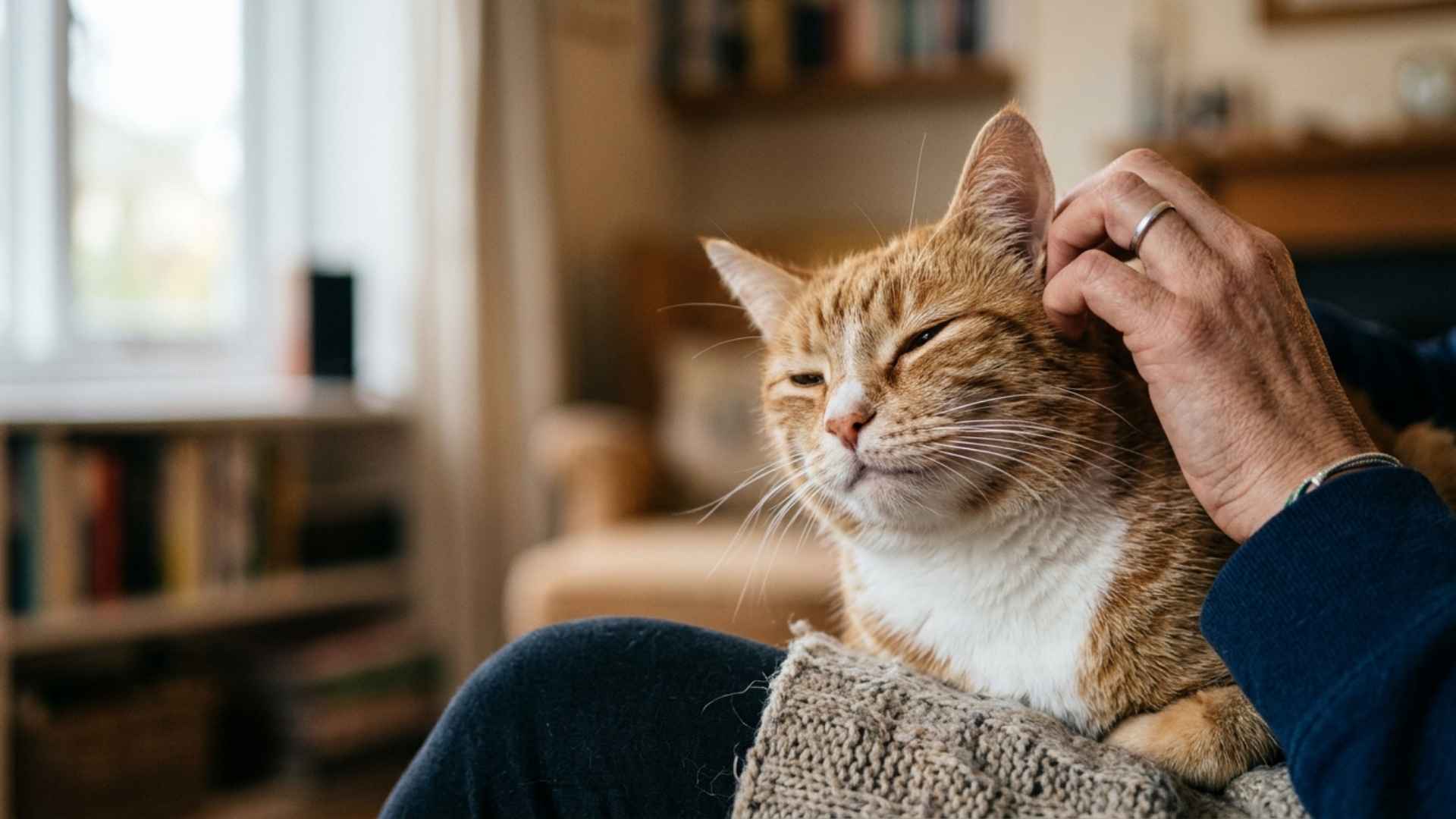 caricias a un gato en las orejas